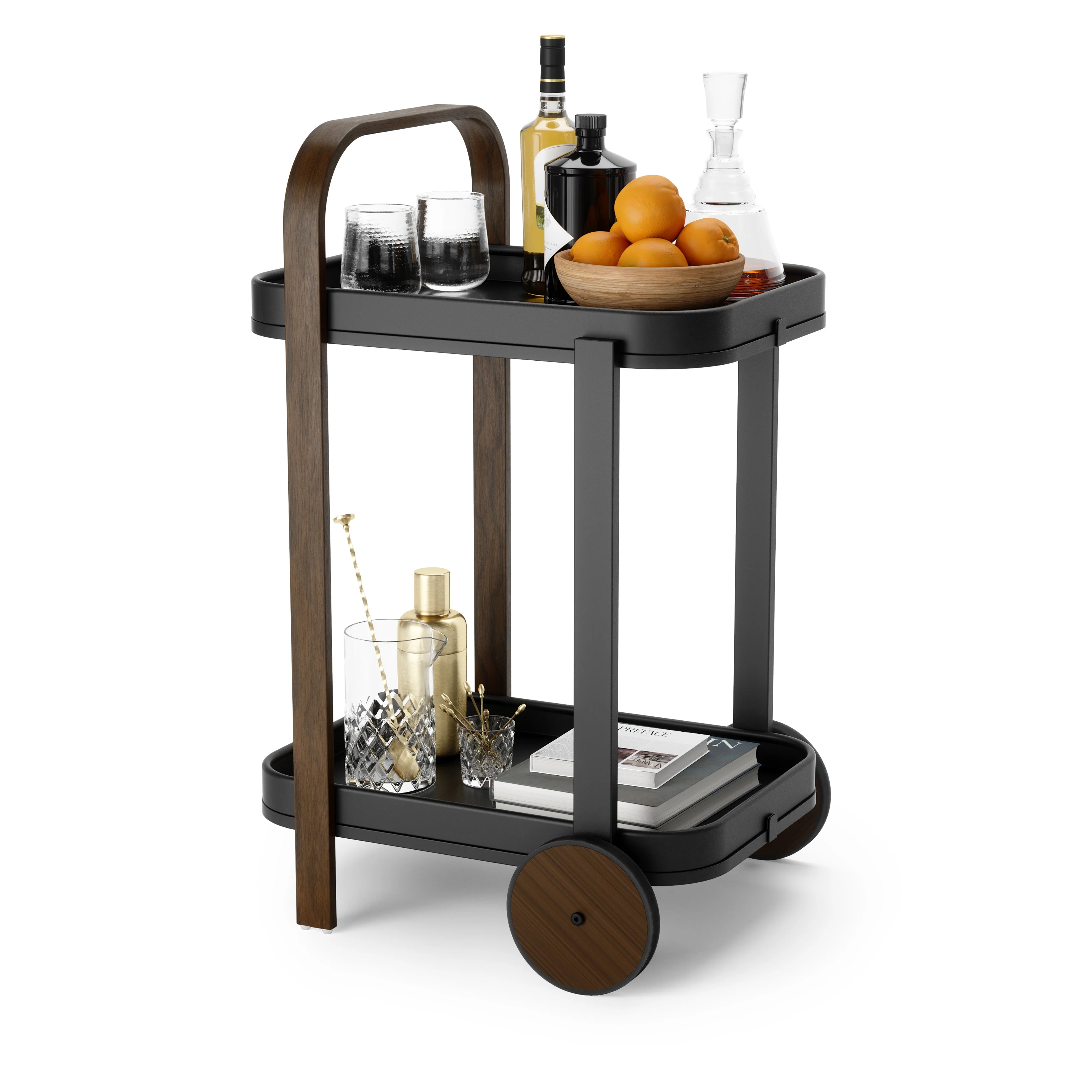 Umbra Bellwood Bar Serving Cart - Black/Walnut - Image 4