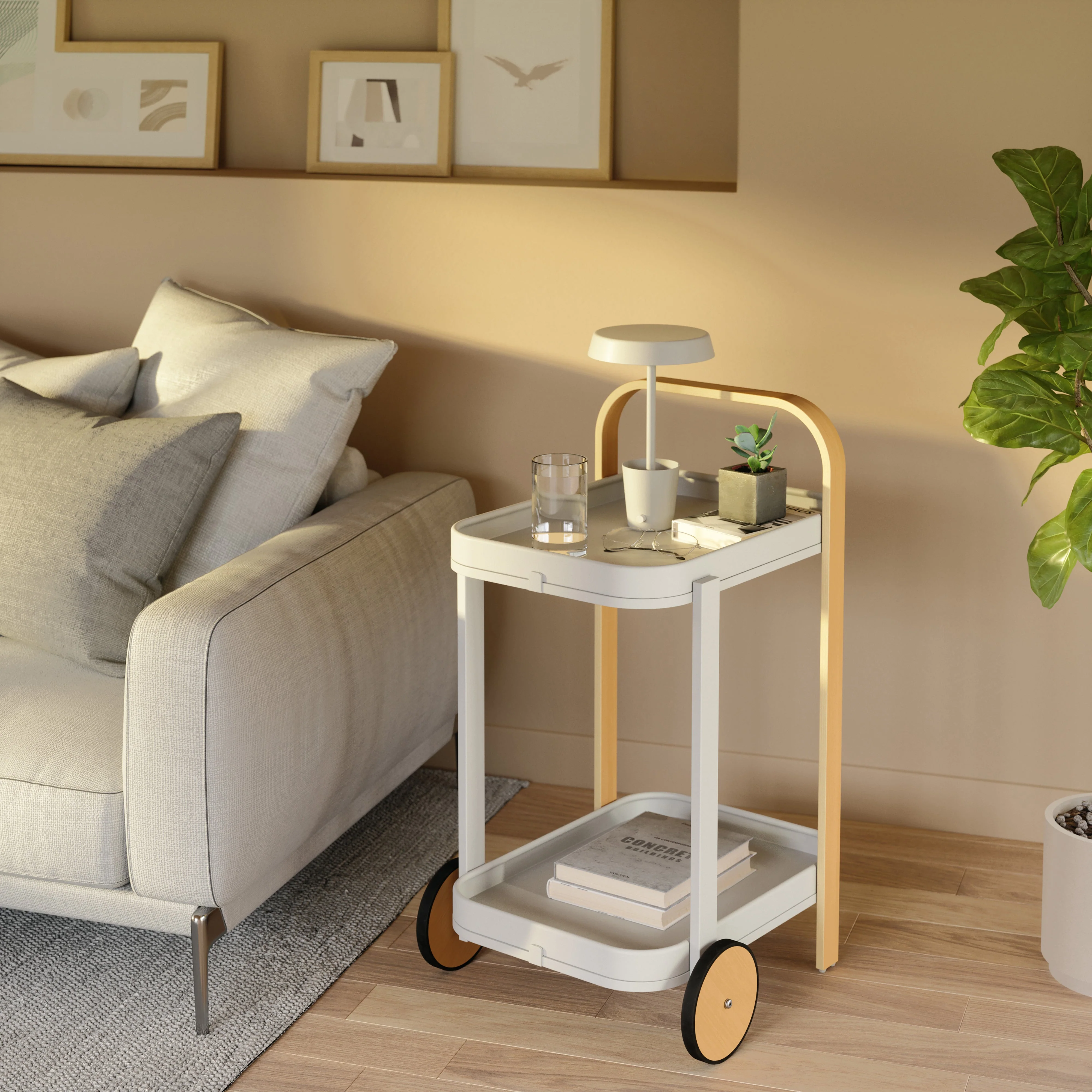 Umbra Bellwood Bar Serving Cart - White/Natural - Image 3