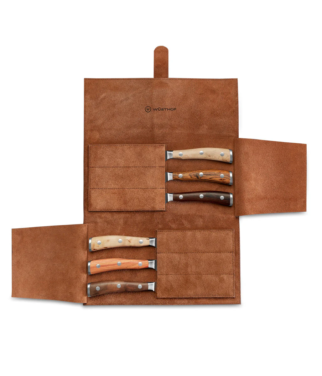 Wusthof Ikon Steak Knife Set with Leather Case